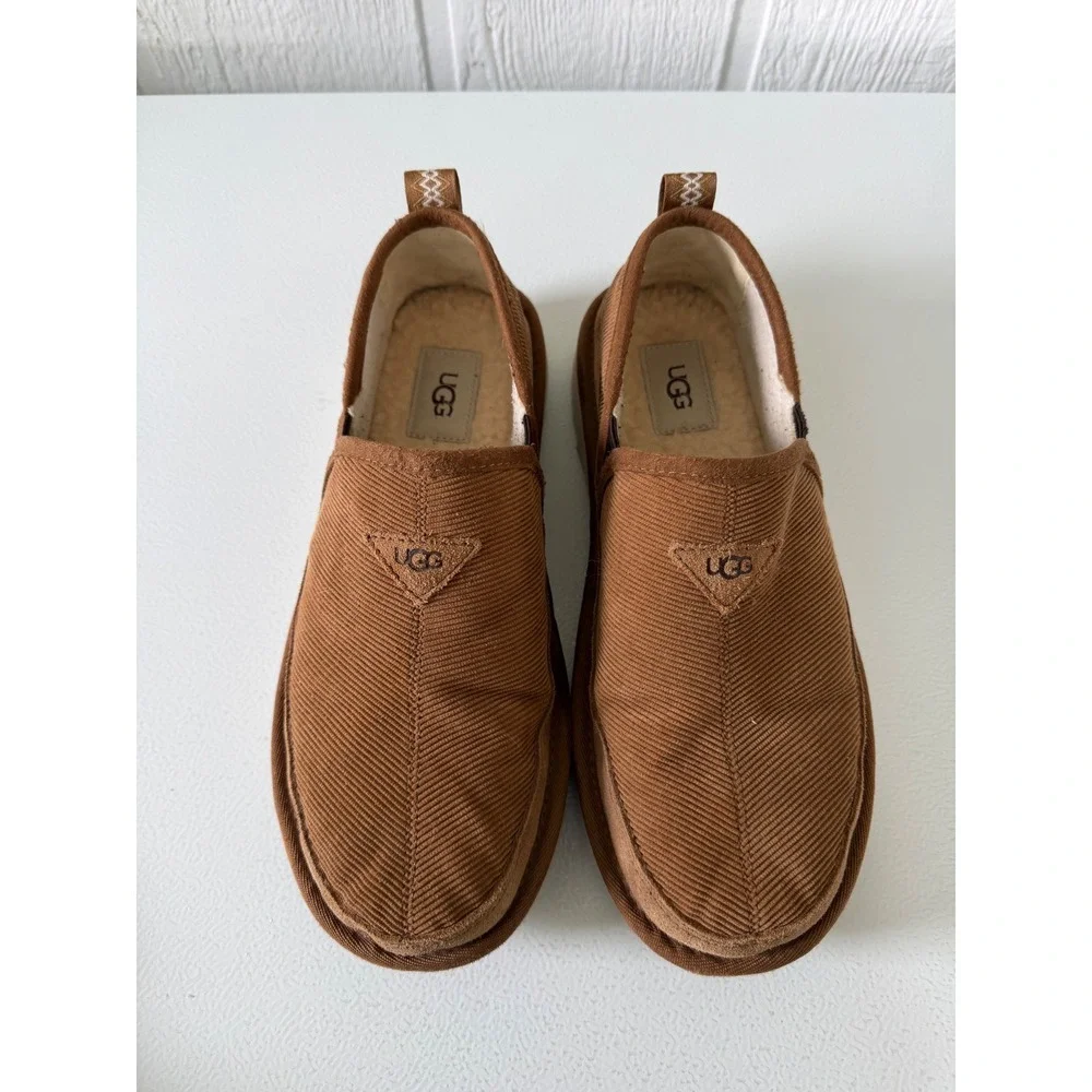 UGG Slip-On Corduroy Loafers Chestnut Brown Mens 8 Cozy Cabincore